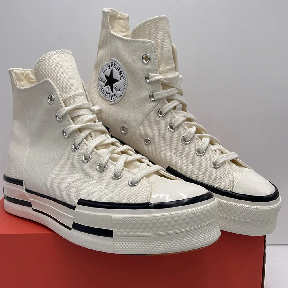 Converse WMNS CHUCK 70 PLUS HI EGRET/BLACK/EGRET A00915C Platforms Sneakers